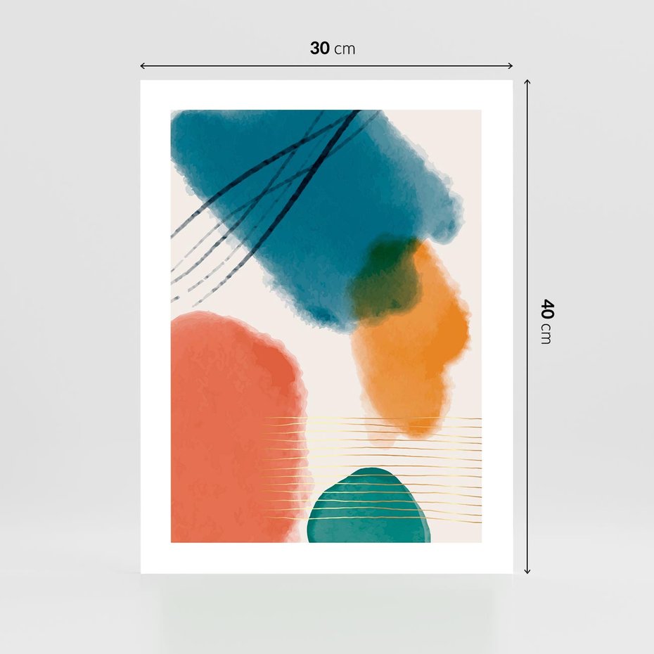 Plakat bez ramy 30x40 - Migotliwe Pochwycenia - abstrakcyjne kolorowe plamy, akwarela