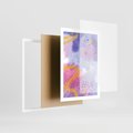 Plakat w ramie 50x70 - Migotliwe Wnętrza Kształtów - abstrakcyjny plakat, pastelowe kolory - rama biała