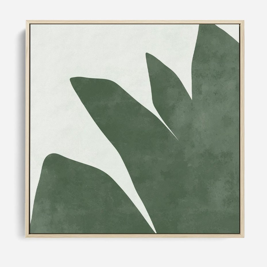 Obraz w ramie 80x80 - Oaza Harmonii - abstrakcyjny kształt, zielony plakat - rama drewno