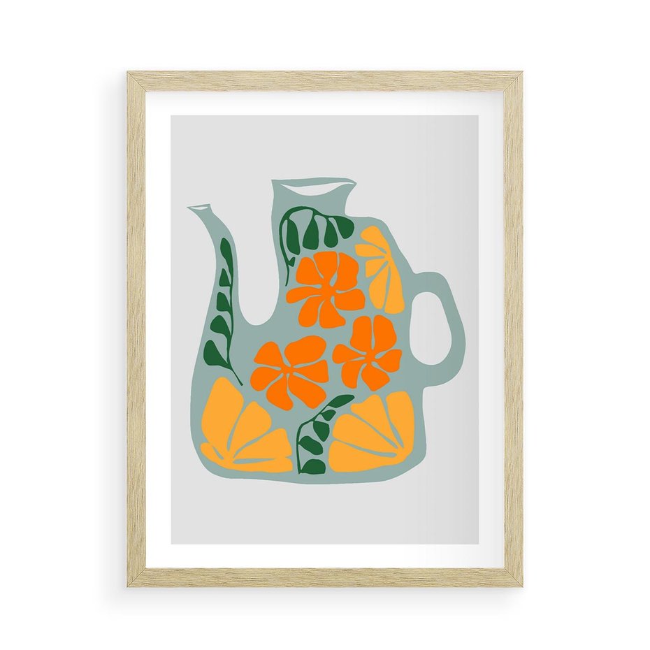 Plakat w ramie 50x70 - Kolorystyczna Ekspresja - czajnik, abstrakcja - rama drewno