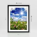 Plakat w ramie 40x50 - Niebiańska łąka pełna kwiatów - łąka, niebo - rama czarna