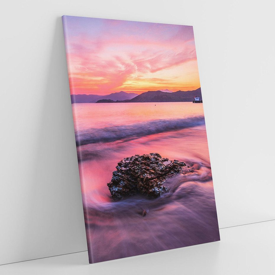 Obraz na płótnie 70x100 - Zaklęty Zachód - magiczny zachód słońca, fioletowe