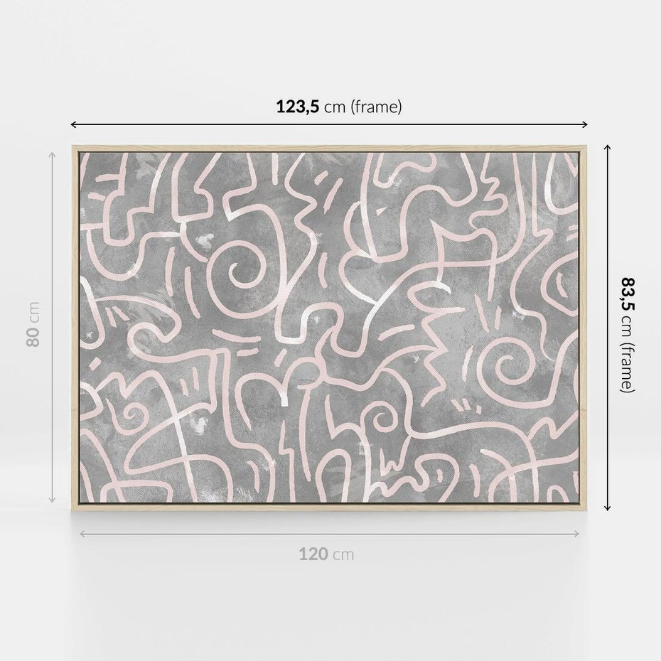 Obraz w ramie 120x80 - Sploty odblasków i zawirowań - abstrakcyjne rysunki, wzorek - rama drewno