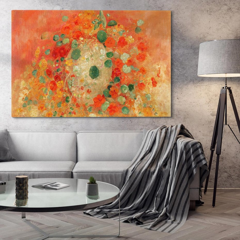 Obraz na płótnie 100x70 - "Nasturcje" (1905) Odilon Redon - Reprodukcja - reprodukcja, obraz na płótnie