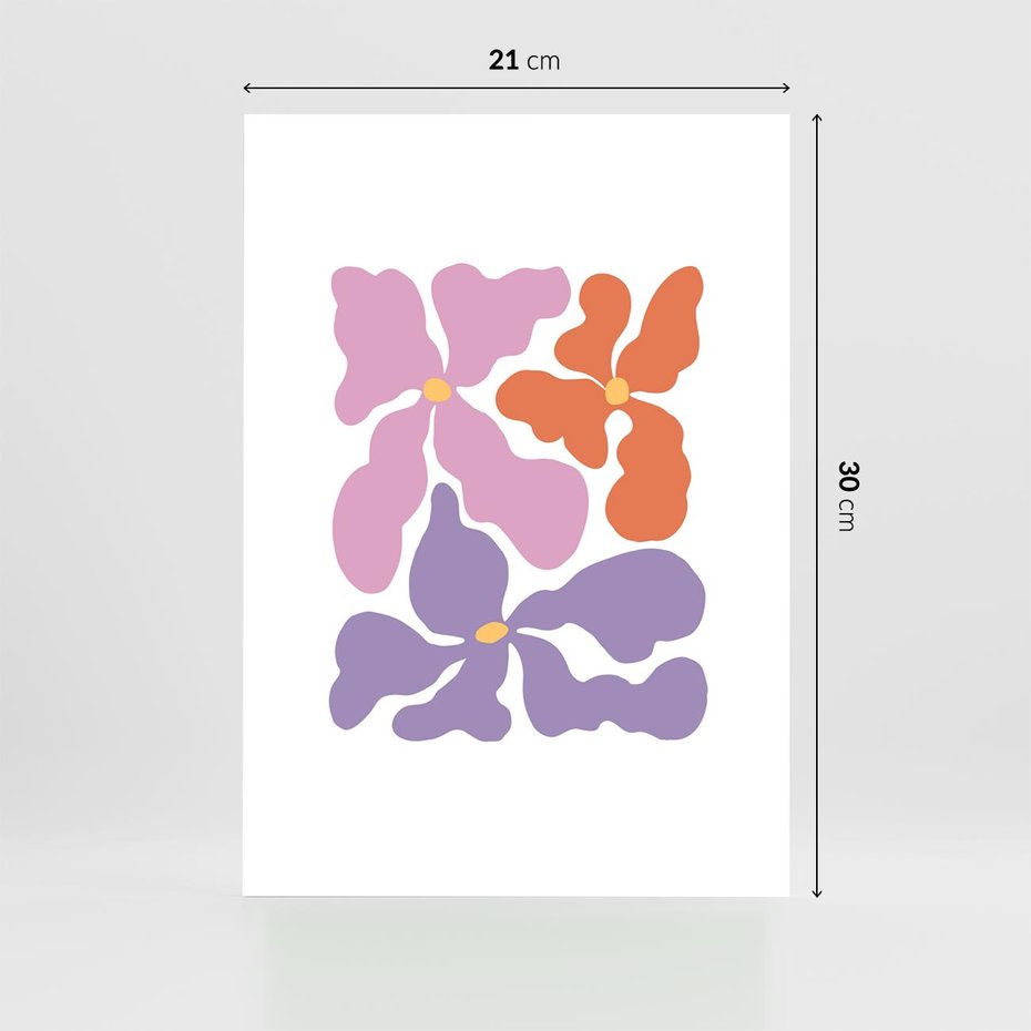 Plakat bez ramy 21x30 - Bezgraniczne Wibracje - abstrakcyjne kolorowe kwiaty, minimlizm