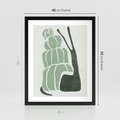 Plakat w ramie 40x50 - Zielona Równowaga - abstrakcyjny zielony ślimak, skandynawski design - rama czarna