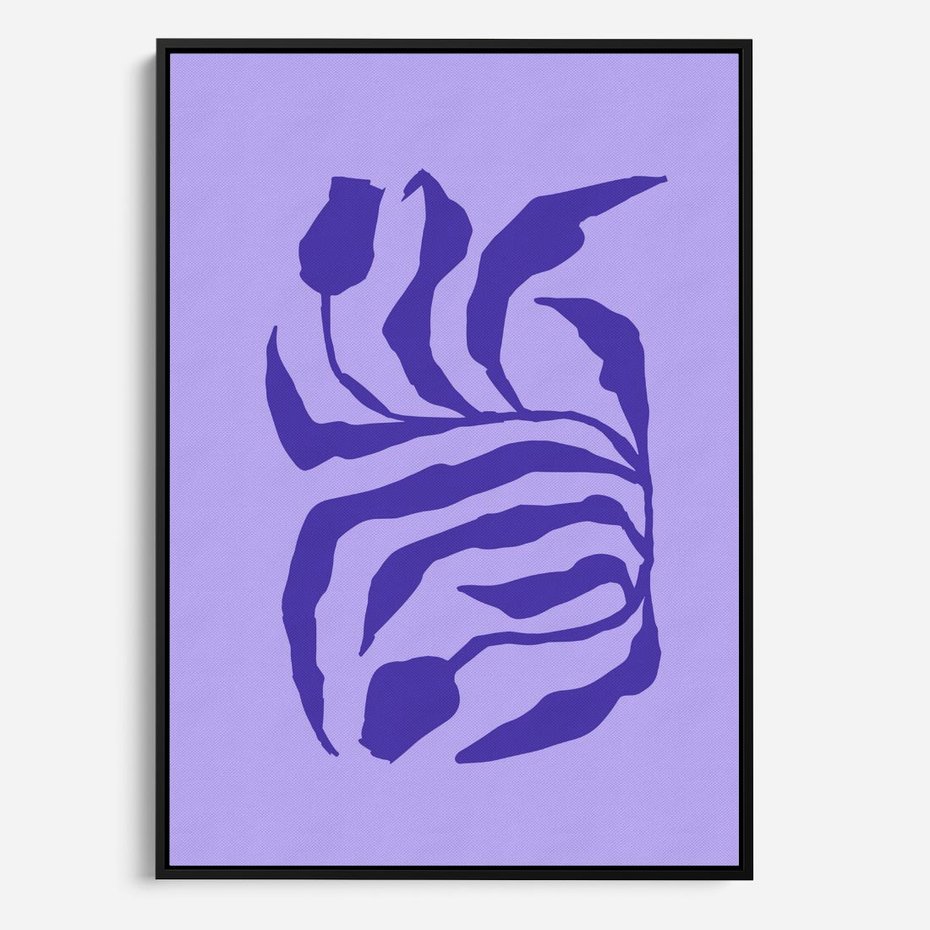 Obraz w ramie 70x100 - Boho Sztuka Wolności - kwiaty, energetyczne fioletowe tło - rama czarna