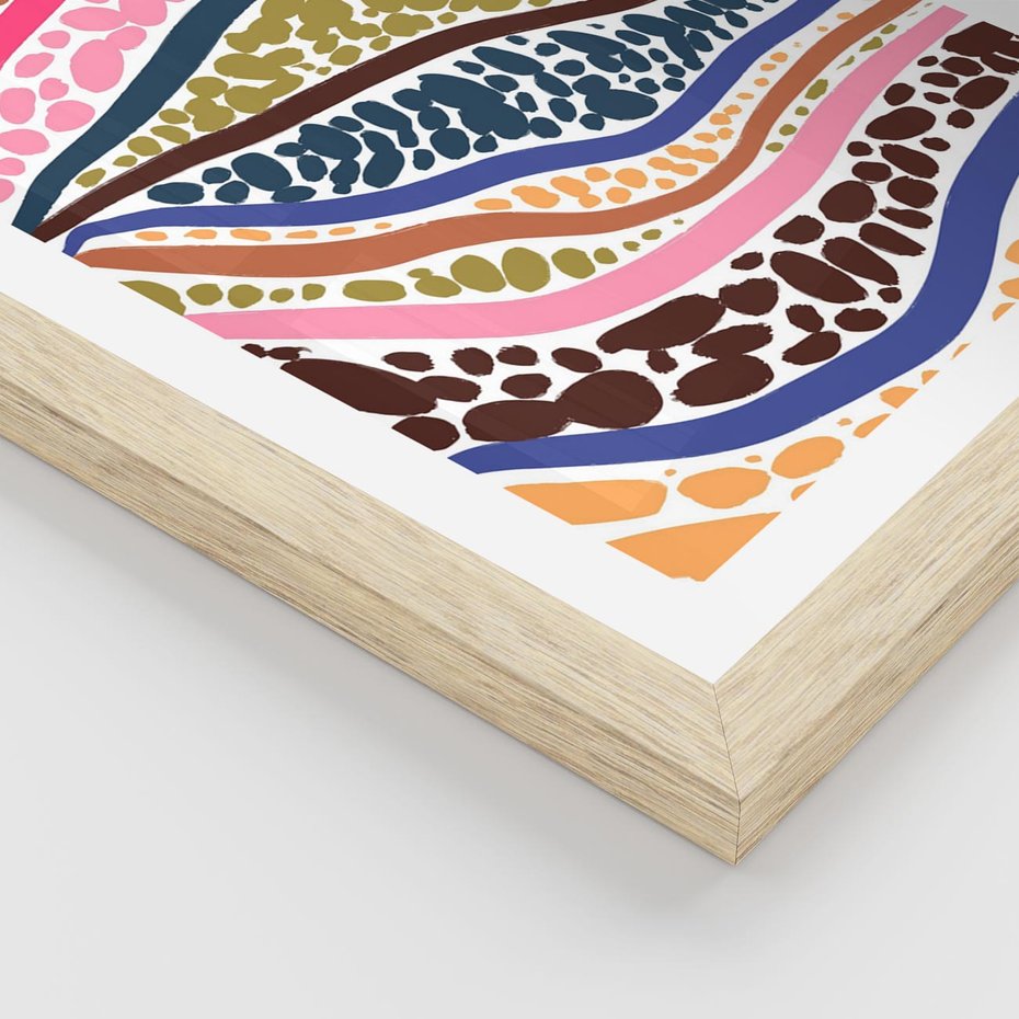 Plakat w ramie 30x40 - Wibracje Plam - kolorowe wzory, tęczowe żywe kolory - rama drewno