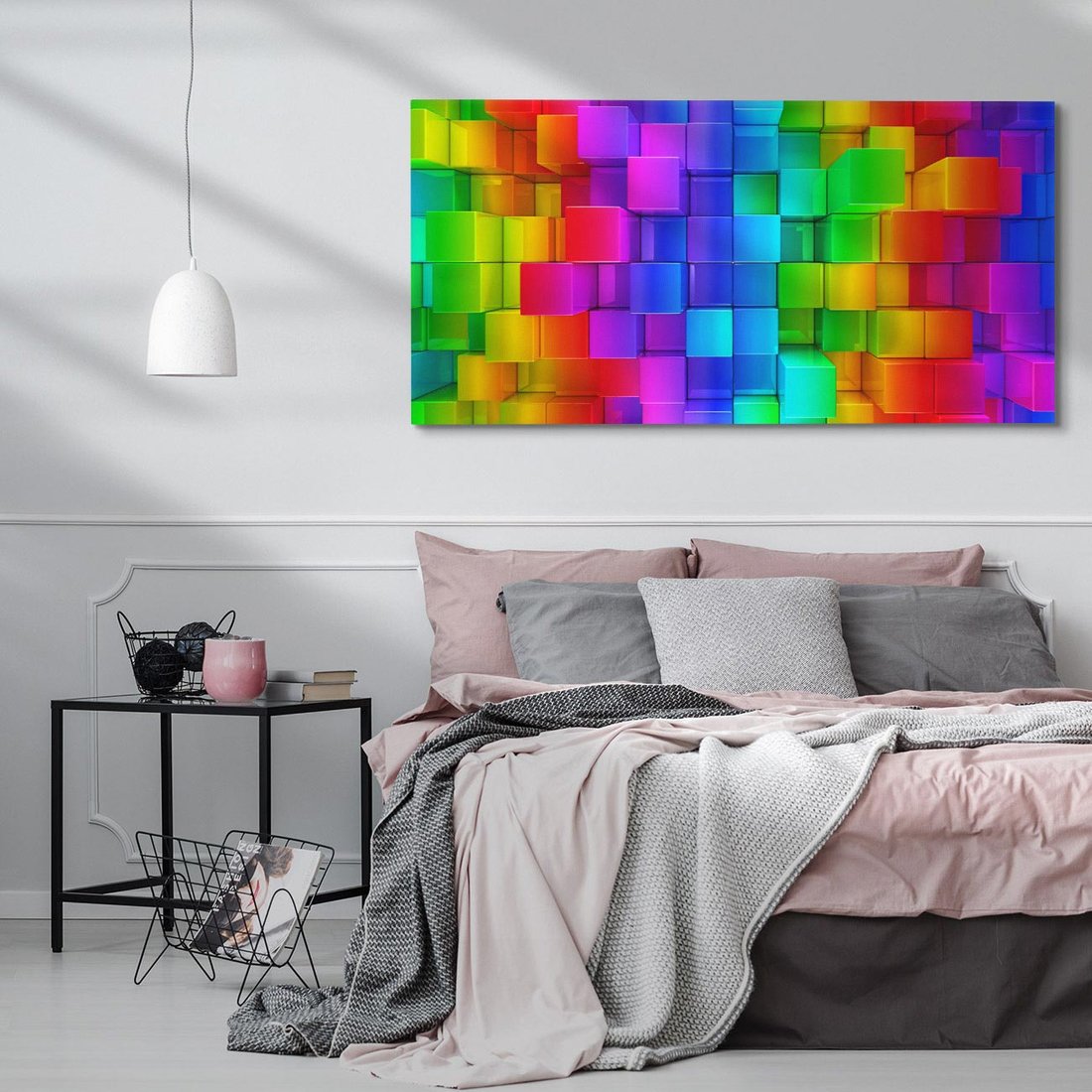 Obraz na płótnie 140x70 - Mozaika Abstrakcji: Trójwymiarowe Kompozycje - abstrakcja, 3d