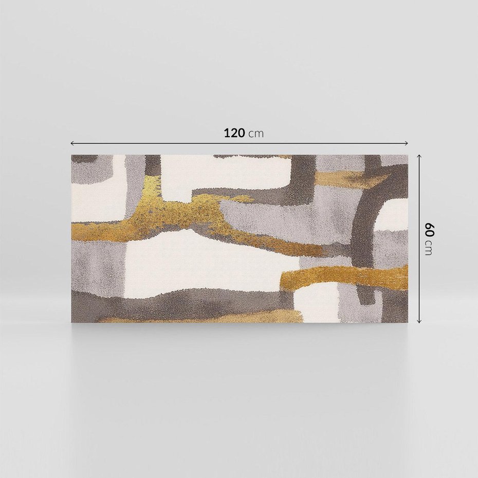 Obraz na płótnie 120x60 - Szaro-złote Wibracje - abstrakcyjne kształty, szerokie linie