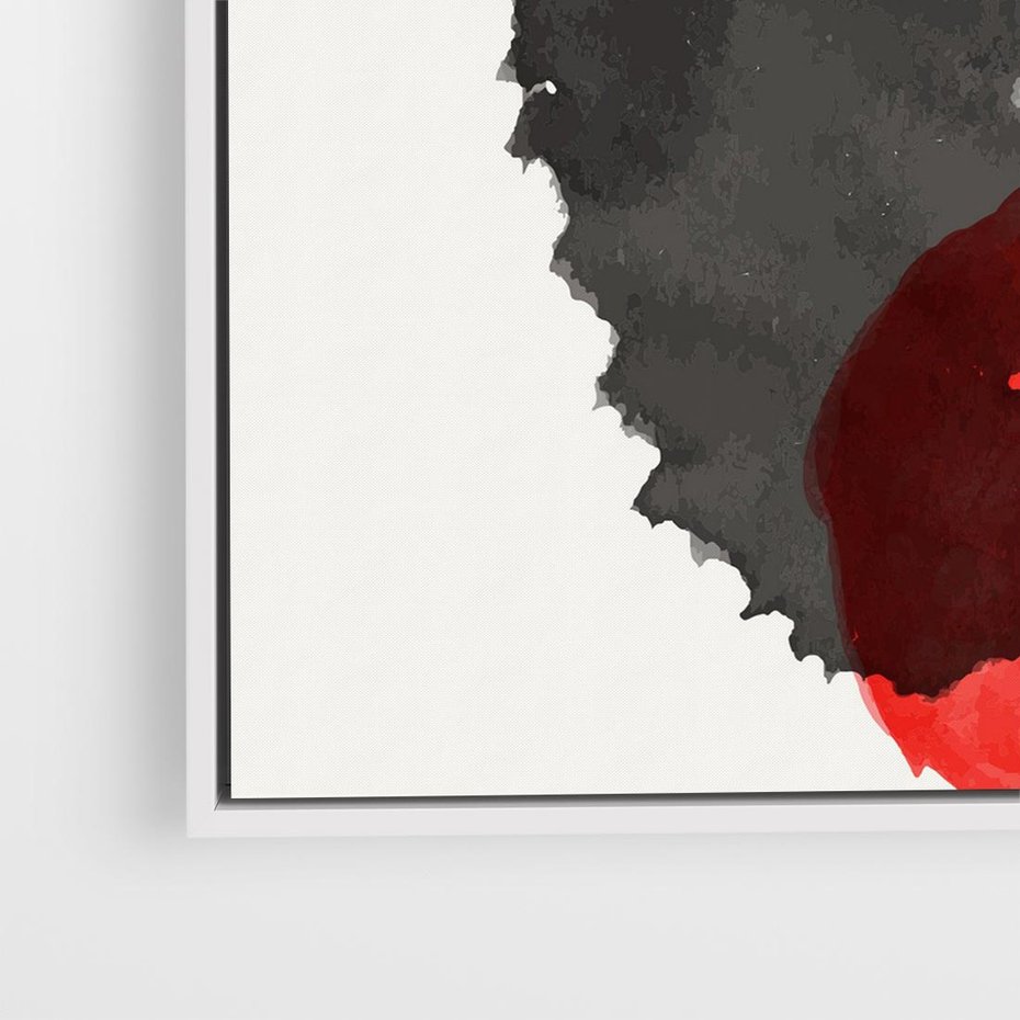 Obraz w ramie 80x80 - Wibracje Linii - abstrakcyjne nieregularne plamy, czarny - rama biała