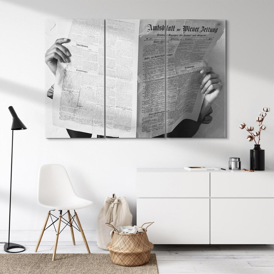 Obraz na płótnie 120x80 - Nowe Wiadomości - retro zdjęcie, czarno białe