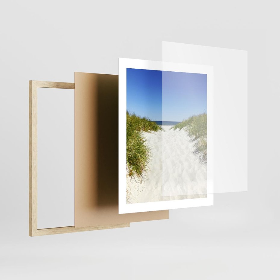 Plakat w ramie 40x50 - Relaks nad Morskimi Wzgórzami - plaża, wydmy - rama drewno