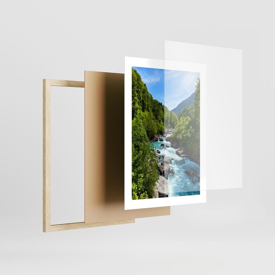 Plakat w ramie 30x40 - Górski strumyk - strumyk, góry - rama drewno