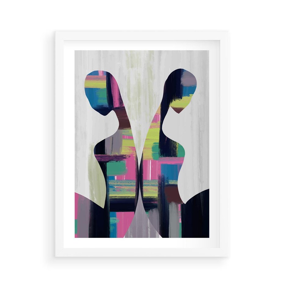 Plakat w ramie 50x70 - Nowa Era - abstrakcyjny plakat, nowoczesna sztuka - rama biała