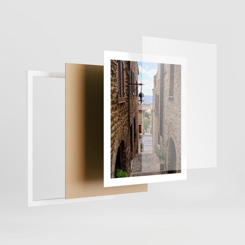 Plakat w ramie 40x50 - Perspektywa malowniczej uliczki - uliczka, perspektywa - rama biała