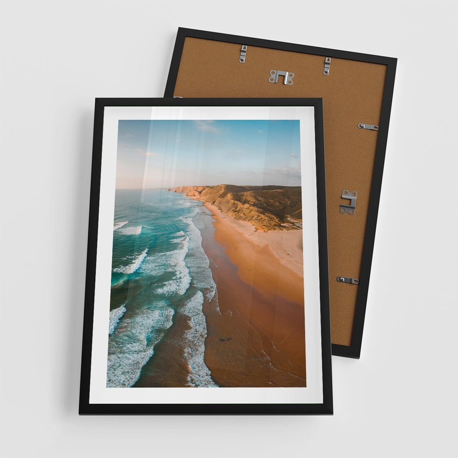 Plakat w ramie 50x70 - Z Lotu Ptaka - fotografia, plaża - rama czarna