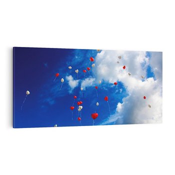 Obraz na płótnie 120x60 - Balony - Serca na niebie - balony, serca
