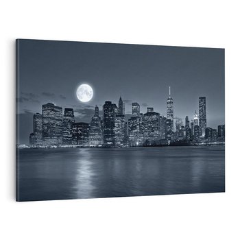 Obraz na płótnie 120x80 - Księżyc nad miastem nocą - księżyc, miasto