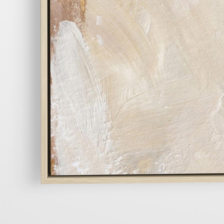 Obraz w ramie 80x80 - Elegancja w Złocistym Chaosie - złoto beż, abstrakcja - rama drewno