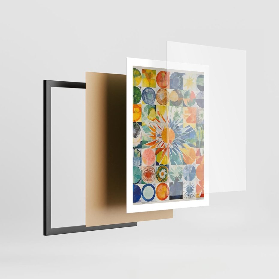 Plakat w ramie 50x70 - Rozkwitające Wzory Abstrakcji - abstrakcyjny obraz, mnogość kolorów - rama czarna