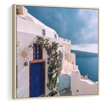 Obraz w ramie 50x50 - Urok Greckiej Wyspy - Santorini, Grecja - rama drewno
