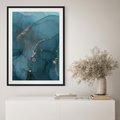 Plakat w ramie 50x70 - Marmurowa Elegancja: Kolory Oceanu - marmur, kolory oceanu - rama czarna