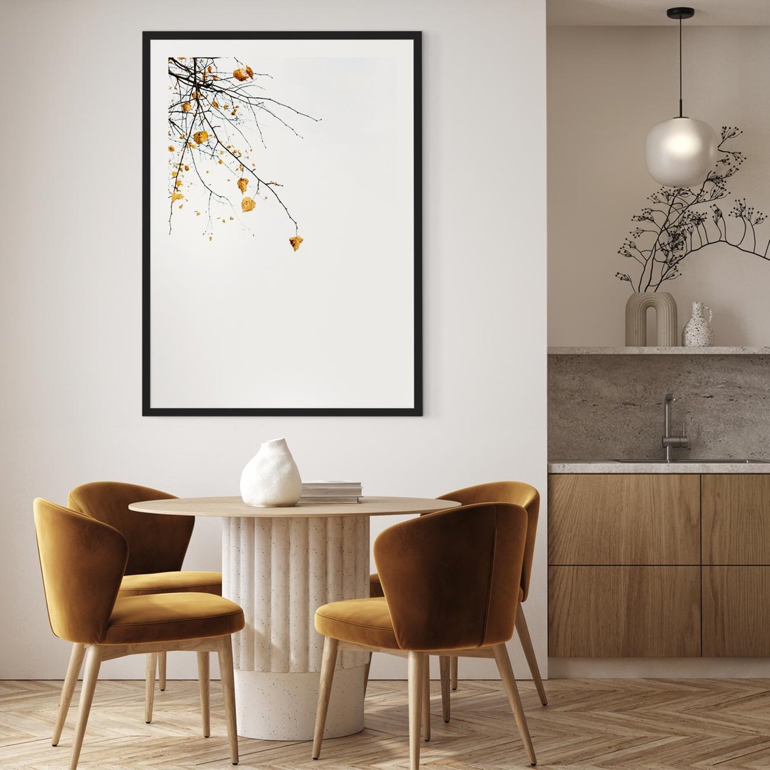 Plakat w ramie 40x50 - Złota Jesień - drzewo, żółte liście - rama czarna