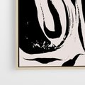 Obraz w ramie 120x80 - Wibracje w ciemnościach duszy - czarno biała abstrakcja, nieregularne rozmyte linie - rama drewno