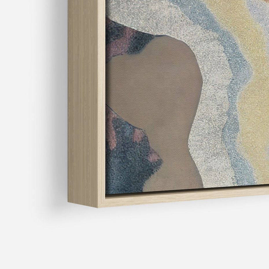 Obraz w ramie 70x100 - Melancholijne oddechy pędzla - abstrakcyjne formy, zgaszone kolory - rama drewno