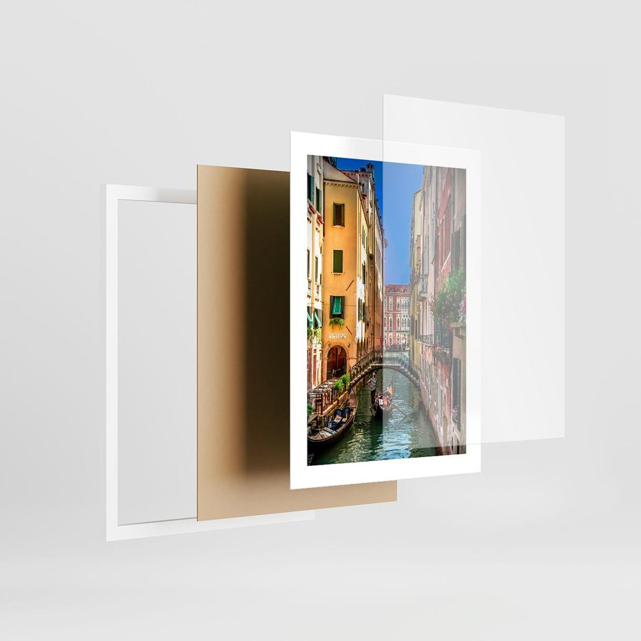 Plakat w ramie 30x40 - Romantyczna Gondola - Wenecja, gondola - rama biała