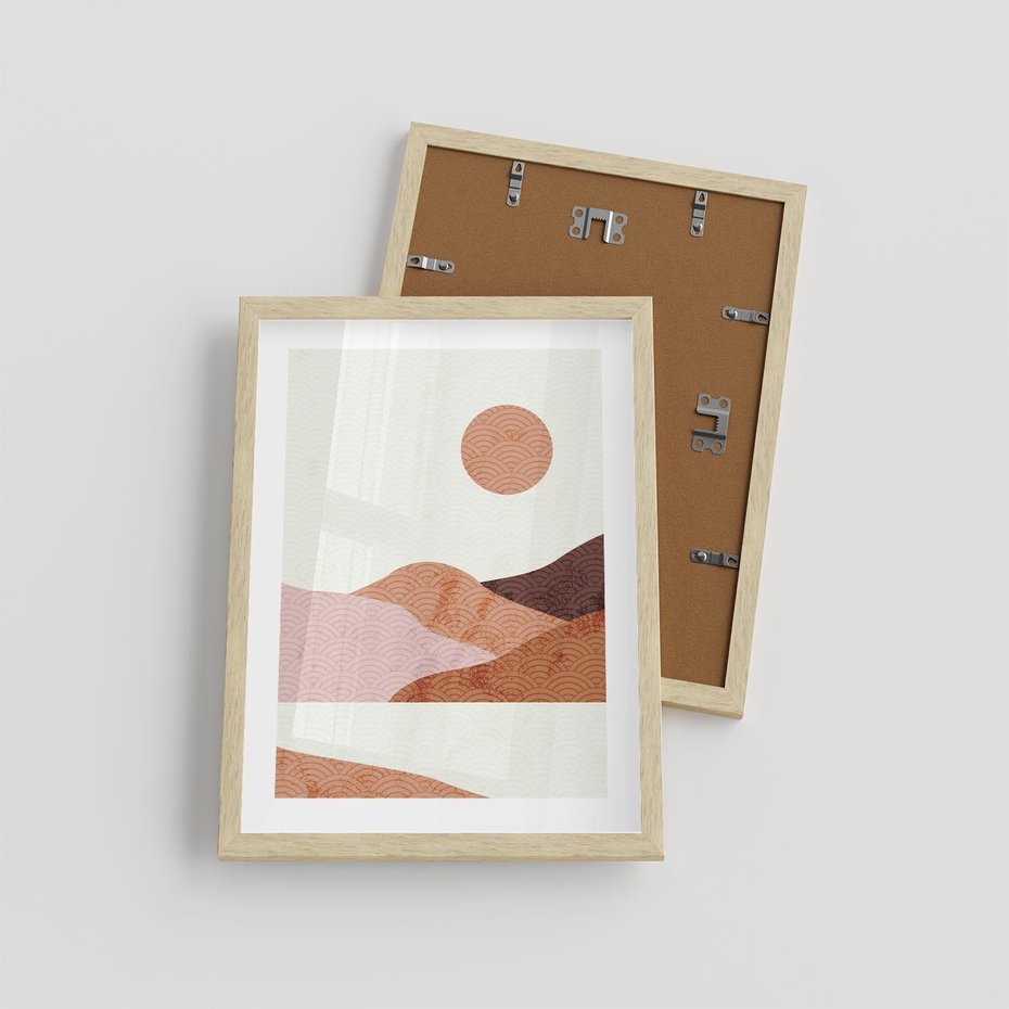 Plakat w ramie 30x40 - Górskie Wzory - nowoczesna sztuka, góry - rama drewno