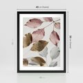Plakat w ramie 40x50 - Pastelowe Liście z Nutką Złota - liście, pastelowe kolory - rama czarna