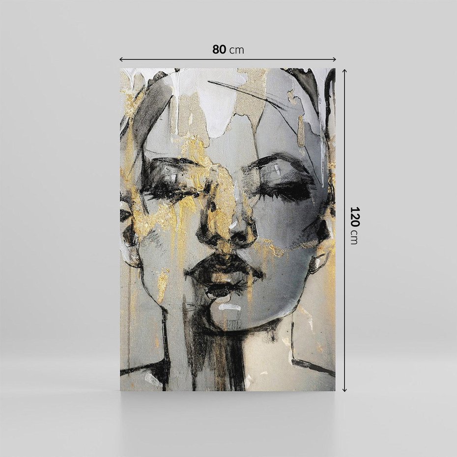 Obraz na płótnie 80x120 - Kobieta - Abstrakcyjne Malowidło - złote, usta abstrakcja