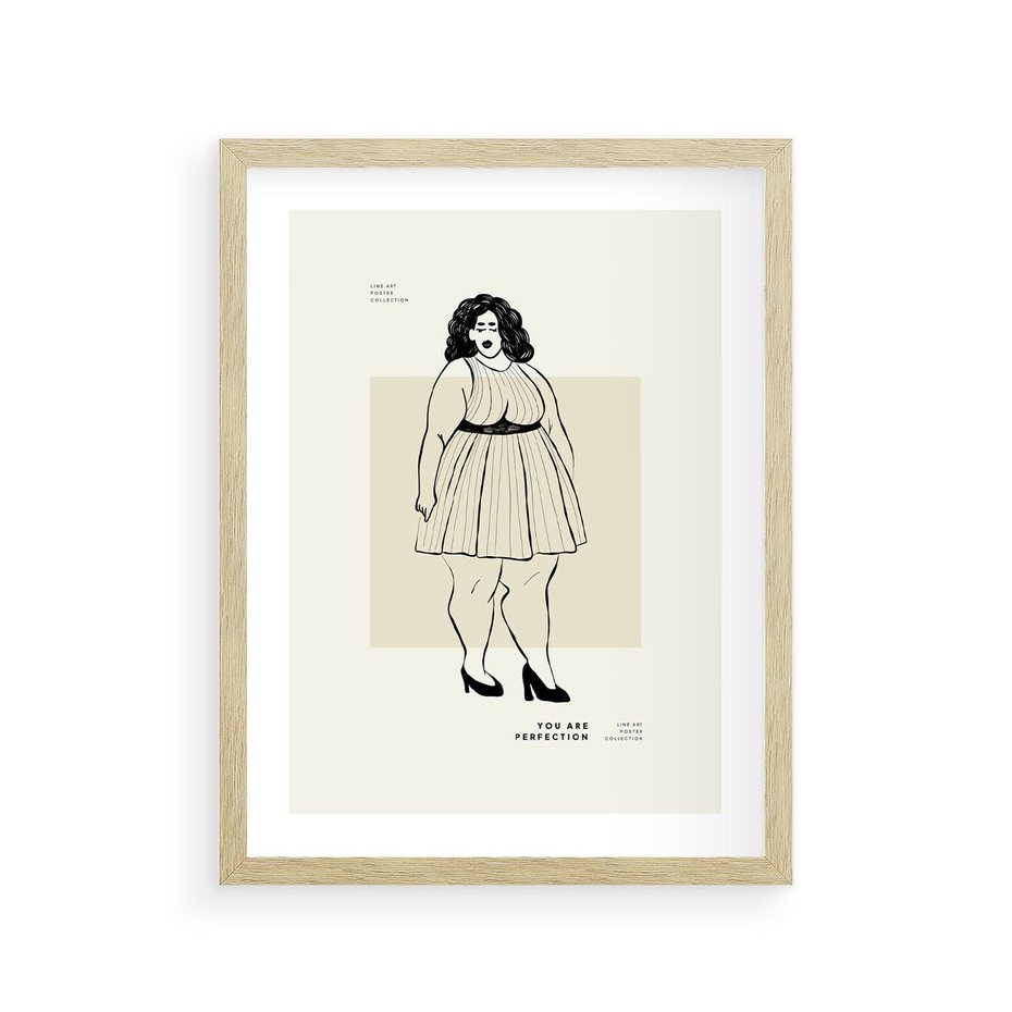 Plakat w ramie 30x40 - Ekspresja Wewnętrznych Emocji - kobieta, samoakceptacja - rama drewno