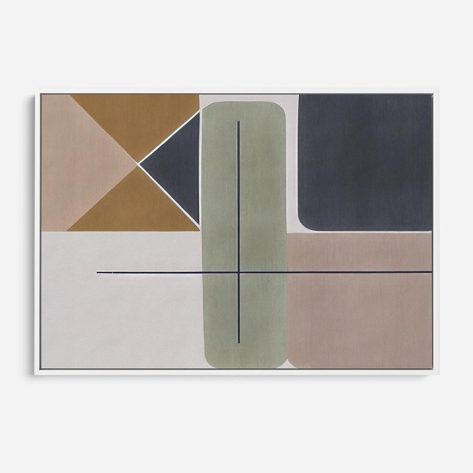 Obraz w ramie 120x80 - Sztuka Abstrakcji - geometryczne kształty, kolorowe prostokąty - rama biała