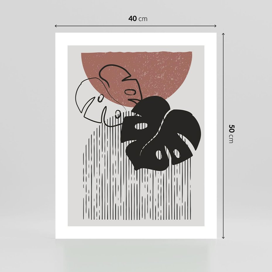 Plakat bez ramy 40x50 - Nowoczesna Monstera: Szkic w Grafice - nowoczesna grafika, monstera