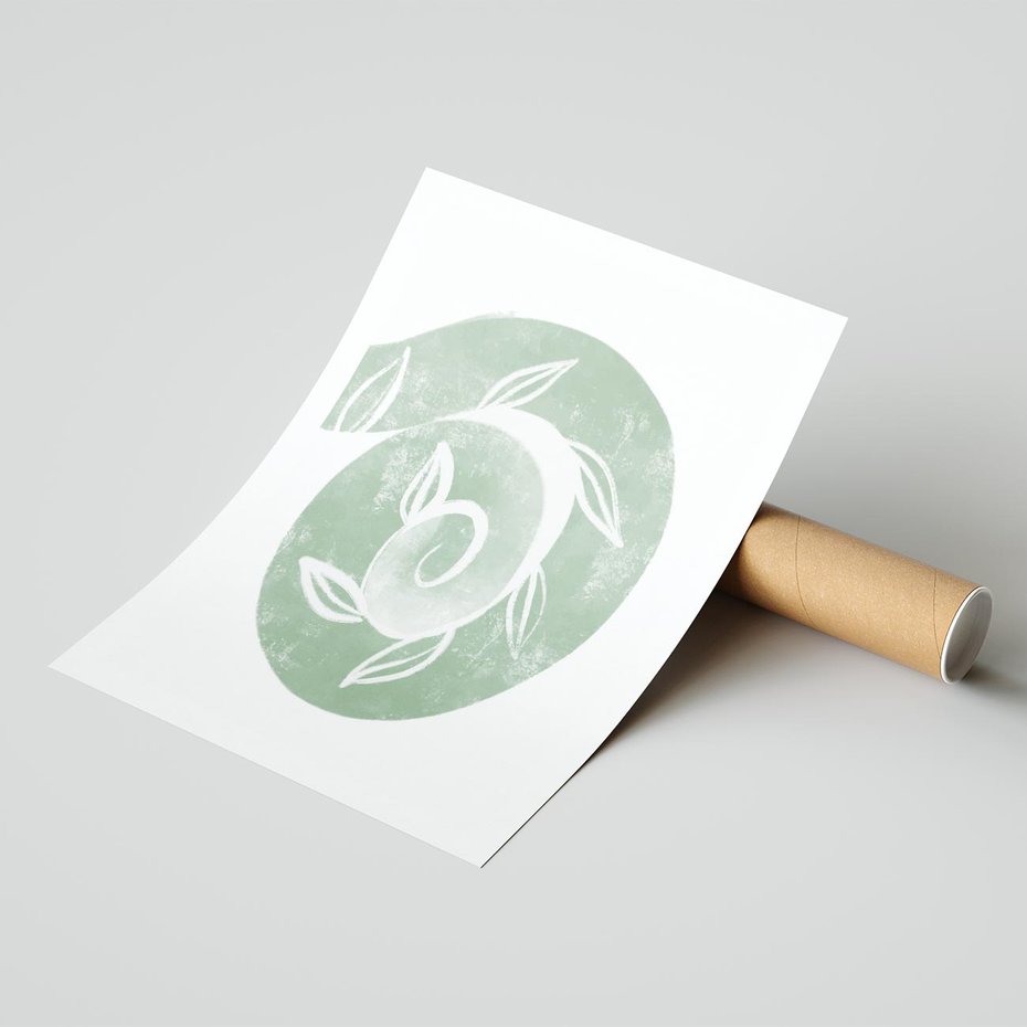 Plakat bez ramy 21x30 - Zielony Świat Odpoczynku - abstrakcyjny zielony motyw, skandynawski design