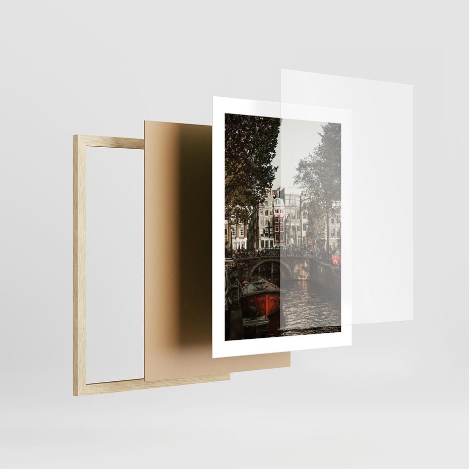 Plakat w ramie 30x40 - Jesienne Uroki Holandii: Kanały i Most - Holandia, kanały - rama drewno