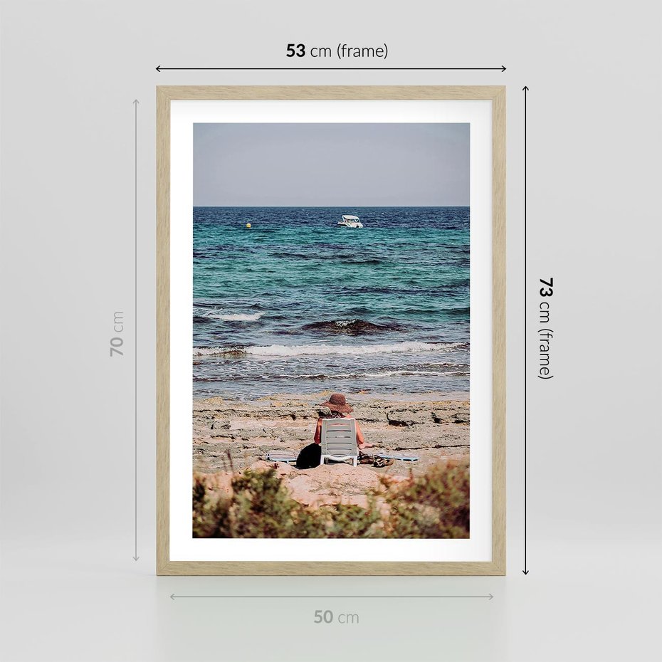 Plakat w ramie 50x70 - Relaks na Plaży - wakacje, plaża - rama drewno