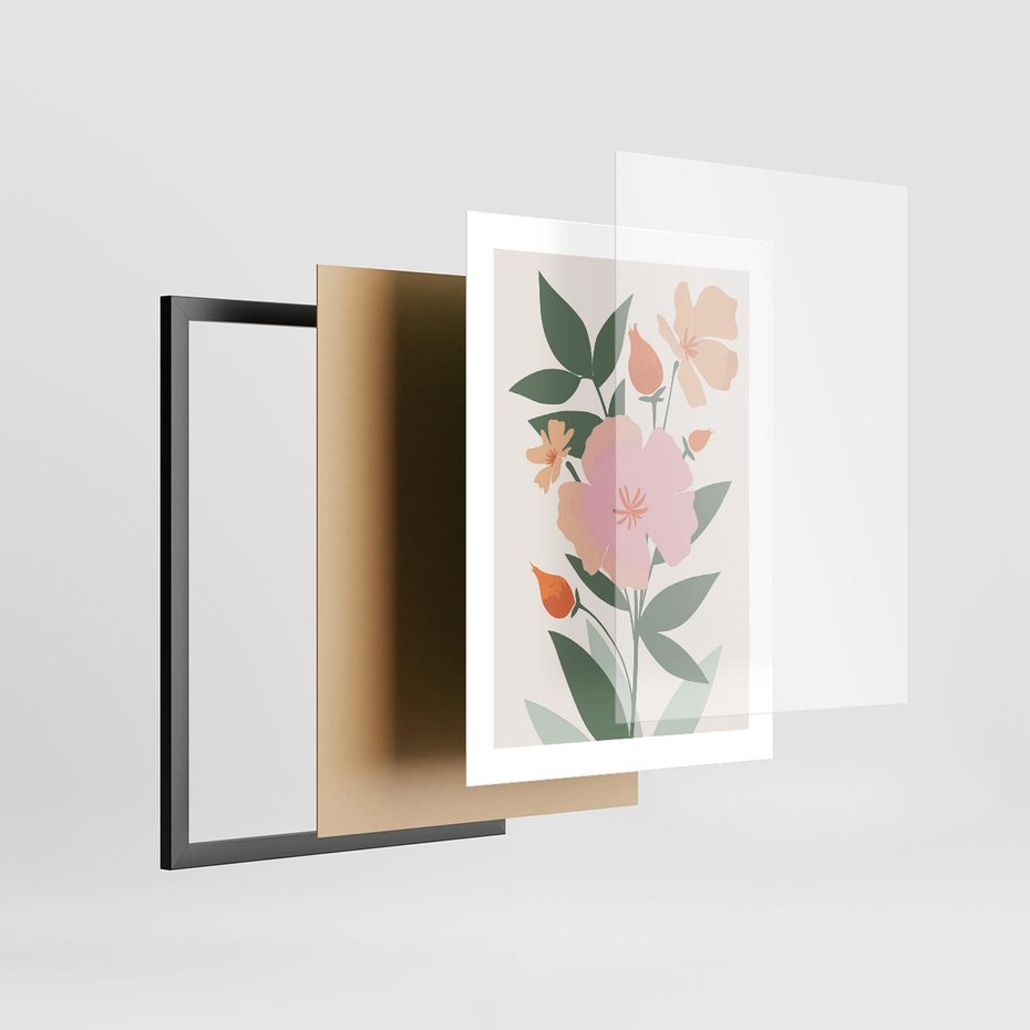 Plakat w ramie 30x40 - Kwiatowe Nastroje - kwiat, sztuka nowoczesna - rama czarna