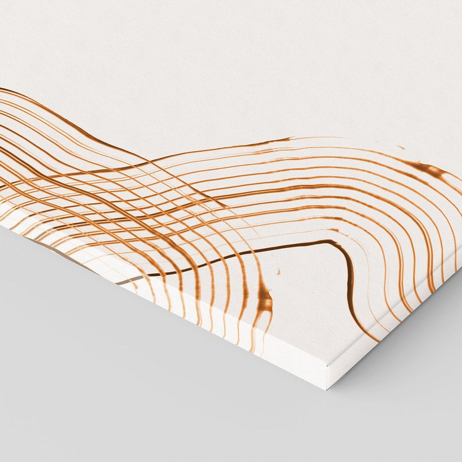 Obraz na płótnie 50x50 - Ścieżki pędzla i myśli - minimalistyczna kompozycja, abstrakcyjne brązowe linie na białym tle