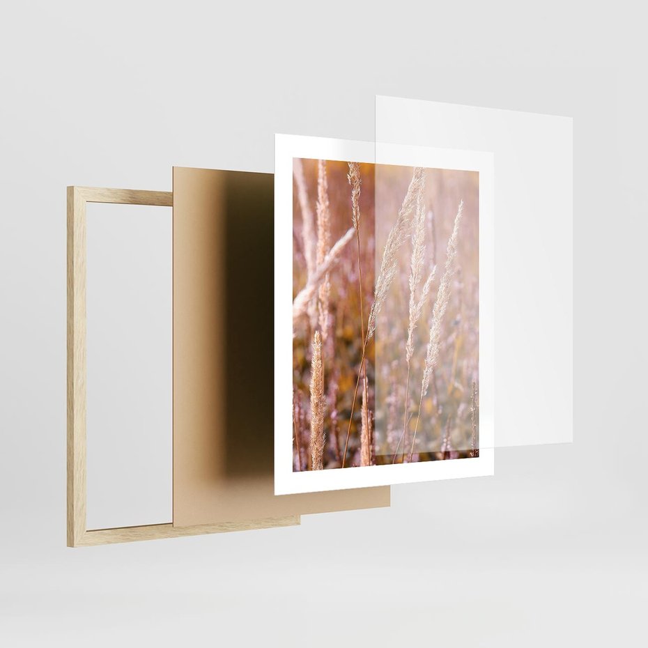 Plakat w ramie 40x50 - Sucha Trawa w Sierpniu - trawy, łąka - rama drewno