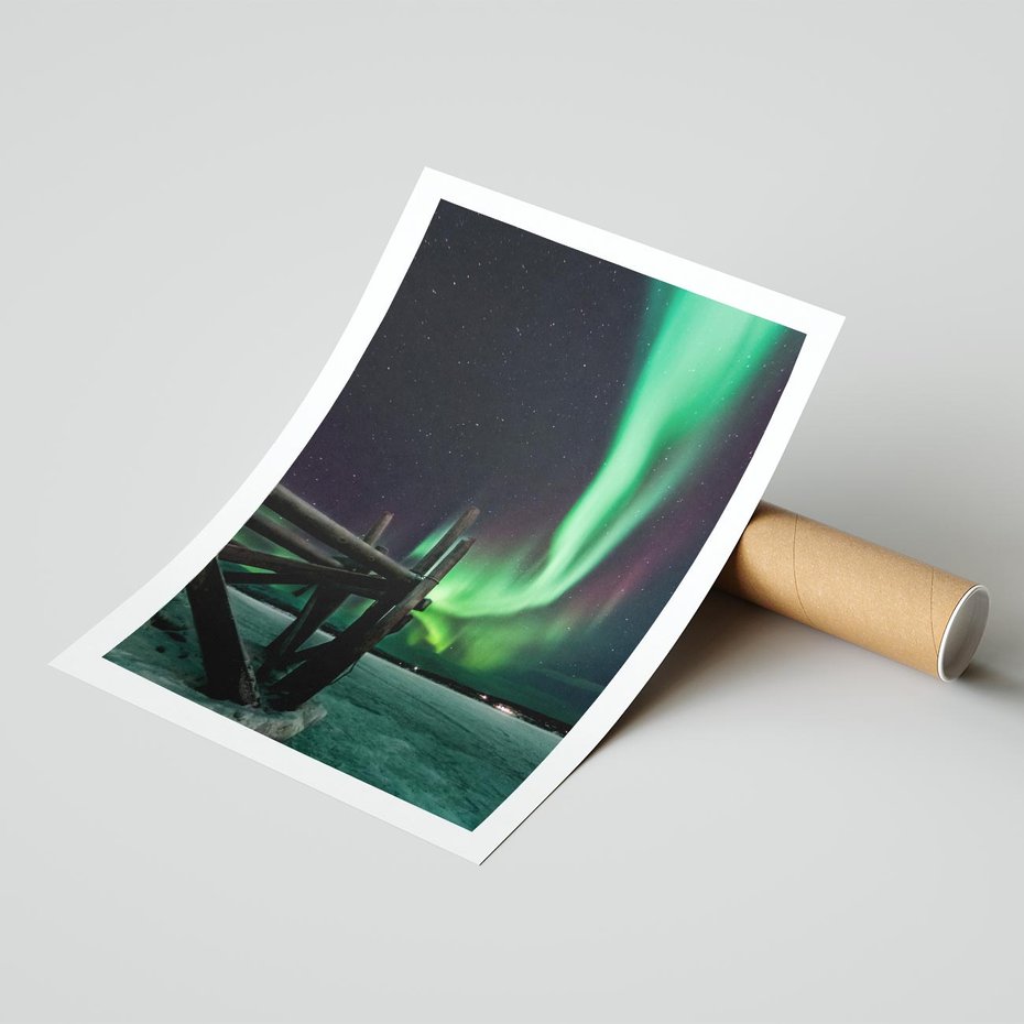 Plakat bez ramy 50x70 - Zorza polarna w tajemniczej nocnej przestrzeni - zorza, polarna