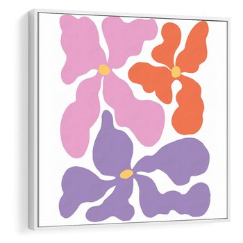 Obraz w ramie 80x80 - Bezgraniczne Wibracje - abstrakcyjne kolorowe kwiaty, minimlizm - rama biała