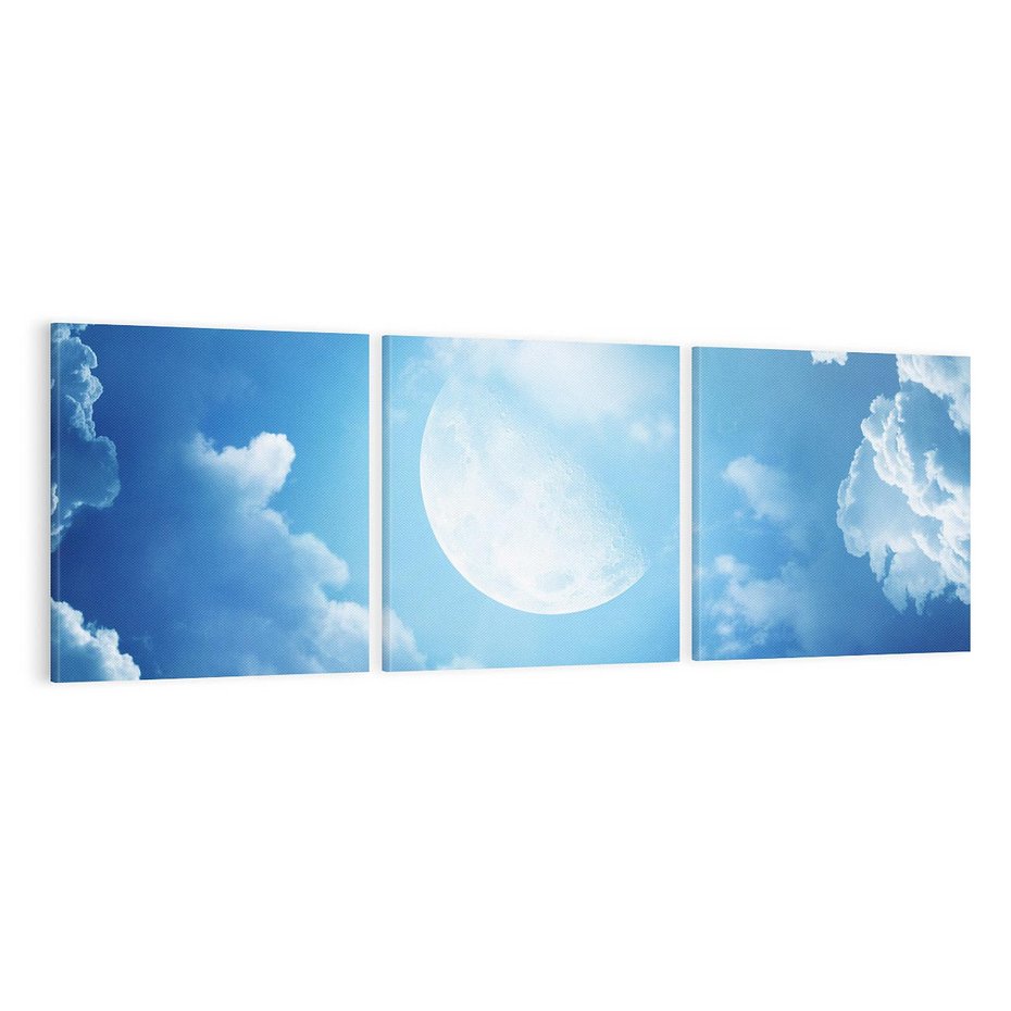 Obraz na płótnie 120x40 - Księżycowe Chmury - księżyc, chmury