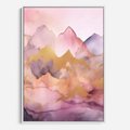Obraz w ramie 70x100 - Pastelowe Wzgórza - pastelowe, różowe góry - rama biała