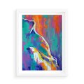 Plakat w ramie 50x70 - Olejne Wibrujące Emocje - abstrakcyjny obraz, różne kolorowe maźnięcia pędzla - rama biała
