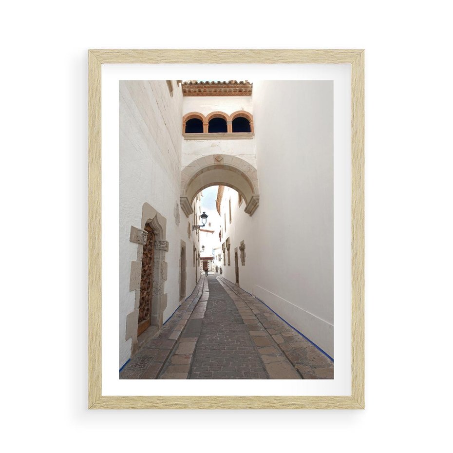 Plakat w ramie 50x70 - Perspektywiczna Magia Uliczki - uliczka, perspektywa - rama drewno