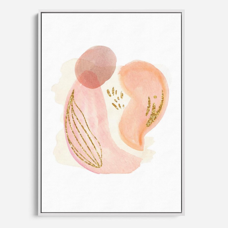 Obraz w ramie 70x100 - Impresje Przenikających Form - abstrakcyjne akwarelowe plamy, minimalizm - rama biała